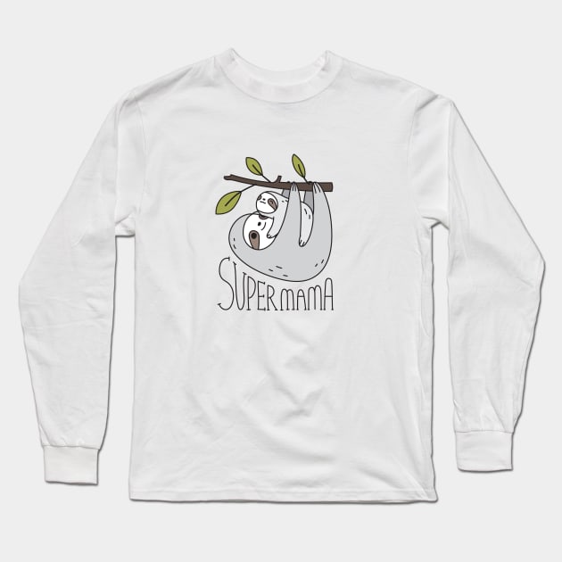 Super mama Sloth Long Sleeve T-Shirt by Noristudio